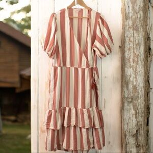 Knox Rose Rust and White Tiered Wrap Sundress